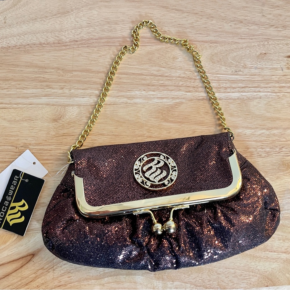 Rocawear Glitter Red Wine and Gold Stylish Purse